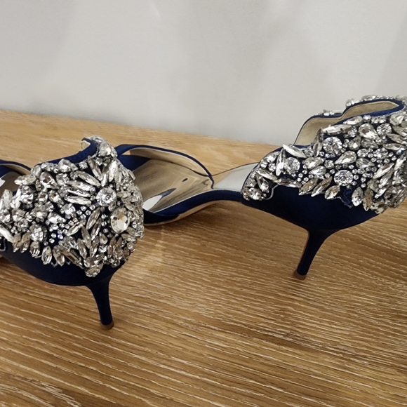 mishka badgley heels navy color satin size 10 - Picture 7 of 11